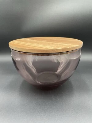 Anthropologie Serve & Store Soda Glass Bowl With Lid Purple 10.5”x6.5” 186 Oz. - Image 1 of 4