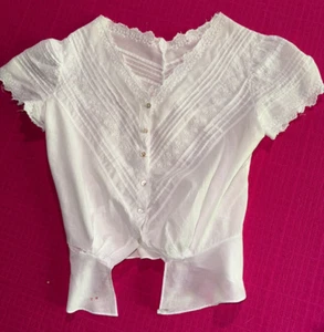 Ancien caraco chemisier de petite fille fil de coton brodé réf V123 - Imagen 1 de 7