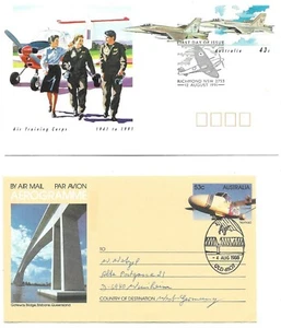 Australia: 1991; 2 Postal Stationery, Airplane, mint + used, EBAU005 - Picture 1 of 2