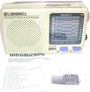 Bell & Howell MW.SW1-7 FM/MW/SW Radio 9 Band World Receiver w/ Manual Portable - Picture 1 of 7