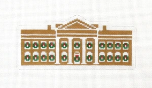 Kate Dickerson White House Christmas Wreath Handpainted Needlepoint Canvas - Picture 1 of 1