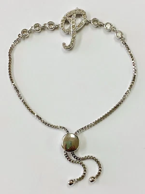 Pulsera Ajustable HSN Joan Boyce Tono Plata Cristal Inicial "P" Foto 1 de 3
