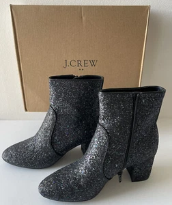 J Crew Black Glitter Ankle Boots Size 6.5 New in Box $198 - Picture 1 of 9