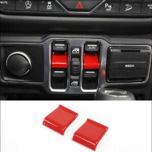 Red ABS Car Window Lift Switch Button Sequin Trim Fit For 2020 Jeep Gladiator JT