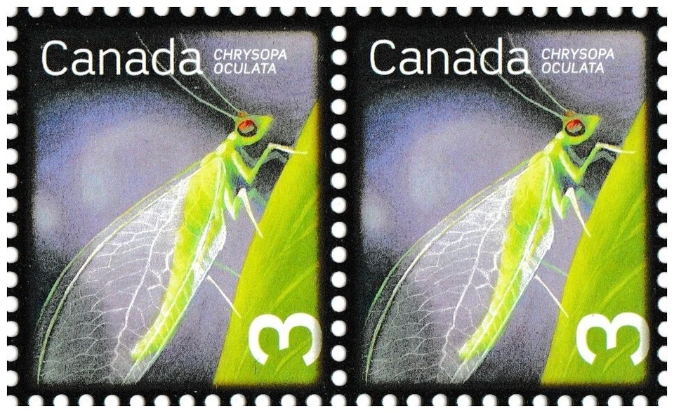 Canada 2235 Beneficial Insects Golden-eyed Lacewing 3c horz пара как новая без наклеек и следов 2007 - Изображение 1 из 1
