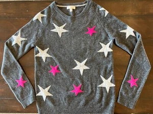 Philosophy 100% Cashmere Women's Size XS Gray Fushia Stars Sweater *READ DESCRIP - Picture 1 of 15