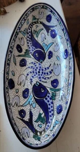 wunderschöne ovale Obstplatte/Schale - mediterran - blau/weiss - Bild 1 von 1