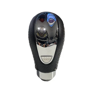MOMO Gear Knob Combat Evo Chrome Black Leather - Picture 1 of 3