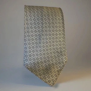 Continental Brand Tie Vtg Silver Geometric Print Skinny Unlined Necktie MCM - Picture 1 of 5