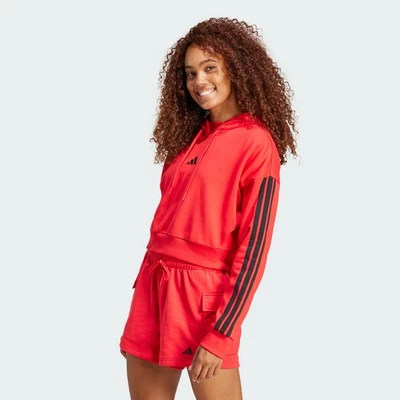 adidas women Essentials 3-Stripes French Terry Crop Hoodie - Image 1 of 4