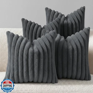 Dunkelgraue Dekokissenbezüge 16 x 16 4er Set, süßer Boho Überwurf Kissenbezug  - Bild 1 von 5