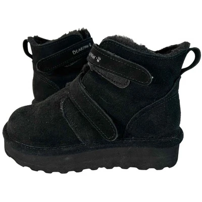 Bearpaw Larisa Platform Big Kid Black Suede Winter Boots Girls Youth Size 3 - Image 1 of 4