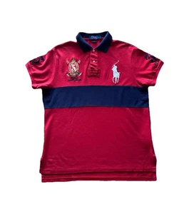VTG Polo Ralph Lauren Shirt Mens Large Red Big Pony Rugby Crest Summer Classic - Picture 1 of 11