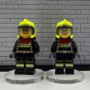 Lego weibliche Feuerwehrmann Minifigur Menge 2 City Feuer neongelber Helm cty1544 - Bild 1 von 5