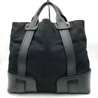 Bottega Veneta Intrecciato Mirage Canvas and Leather Black Tote Bag for Men - Image 1 of 4