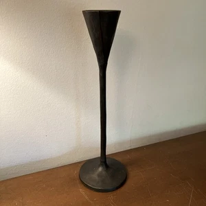 Pottery Barn Petaluma Candlestick Holders Brutalist Cast Iron Metal 12" - Picture 1 of 4