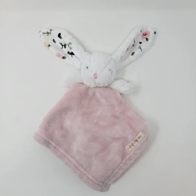 Mantas y más allá Pink Bunny Rabbit Lovey con orejas florales manta de seguridad NuNu Foto 1 de 4