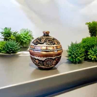 Copper Sugar Bowl with Lid, Decorative Bowl, Candy Dish, Solid Copper Candy Bowl - Image 1 of 4