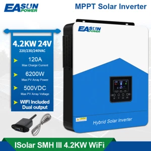Inverter Solare On Off Grid 4.2KW 24V 120A MPPT Regolatore di Carica Doppia Uscita - Foto 1 di 16