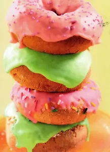 Verschiedene bunte Donut Donuts Streusel leer Stempel Notizkarten - 3er Set - Bild 1 von 2