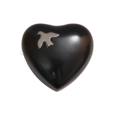 Funeral Heart Urns, Aria Ascending Dove Heart Keepsake Memorial Urn Ashes - Image 1 of 4