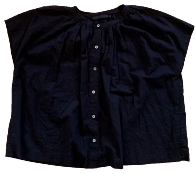 Jenni Kayne Willow Blouse Women Top M Black Short Sleeve Casual Button Up  - Image 1 of 4