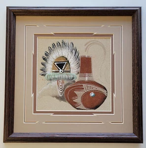 Navajo Sand Painting by Michael Watchman - 13-1/2 x 13-1/2 - 4D12V - Picture 1 of 2