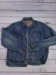 LEVI STRAUSS Dark Wash Blue Denim Trucker Button Jeansjacke M L10 - Bild 1 von 8