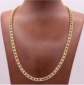 14k Solid Yellow Gold Men Fashion Railroad Link chain/Necklace 20" 5mm 13 grams - Picture 1 of 15