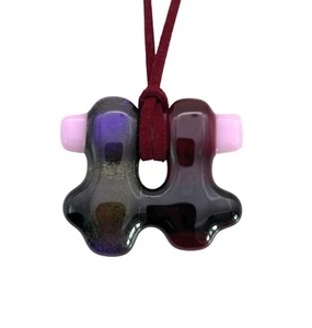 Glass Pendant, Handmade Dichroic Glass Pendant, Fused Glass Pendant, 4.5cm x 4cm - Picture 1 of 6