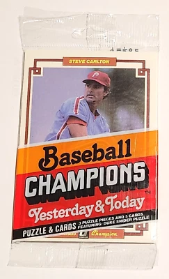 1984-BASEBALL CHAMPIONS YESTERDAY AND TODAY - SEALED PACK of 5 CARDS & 1 PUZZLE - Image 1 of 2
