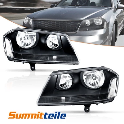 2PCS Black Housing Headlights Clear Corner Assembly For 2008-2014 Dodge Avenger Foto 1 de 4