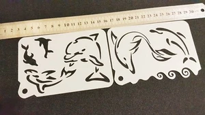 Stencil vernice aerografo tema acqua delfini onde viso corpo artigianato festa spry - Foto 1 di 3