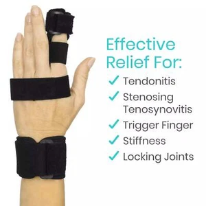 Vive Extended Trigger Finger Splint - Hand and Wrist (Pack of 1) - Black - Picture 1 of 9