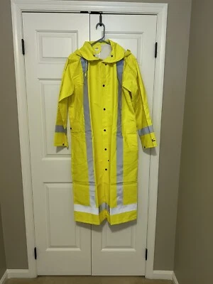 Rain Coat 48”L Condor with Removeable Hood Item#4GE74C Work Safety Yellow EC   - Image 1 of 4