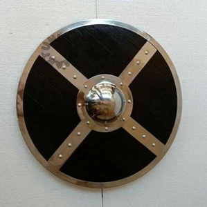 Medieval Viking Shield Wooden Round Authentic Battleworn Norse Battle Larp Armor - Picture 1 of 3