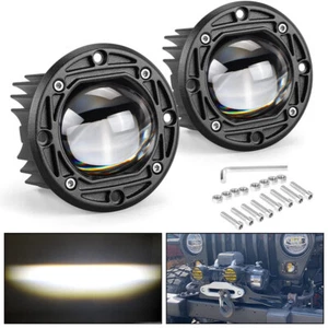 2X 3 pulgadas montaje al ras LED para conducción trabajo barra de luz ámbar mancha blanca niebla redonda SUV - Imagen 1 de 10