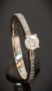 18CT White Gold Diamond Solitaire Ring With Accents 0.30ct Size N (80.25.066) - Picture 1 of 5