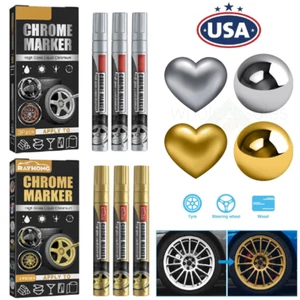 6× Liquid Mirror Chrome Marker Set DIY Car Paint Pen Metal Marker Plated Pens US - Picture 1 of 17