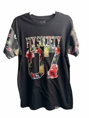 Fly society 衬衫花卉人造皮革袖子大号 — 第 1/4 张图片