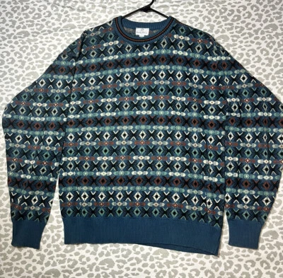 Suéter Pullover Vintage Neiman Marcus Para Hombre Talla XL Estampado Azteca Geométrico EE. UU. Foto 1 de 4