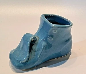 Vintage McCoy Blue Baby Shoe Planter - Baby Shower Nursery - Picture 1 of 7