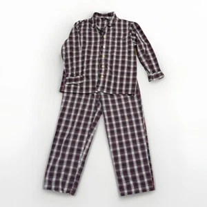 Set pigiama uomo Land's End a quadri manica lunga bottoni davanti taglia L 42-44 e 36-38 - Foto 1 di 11