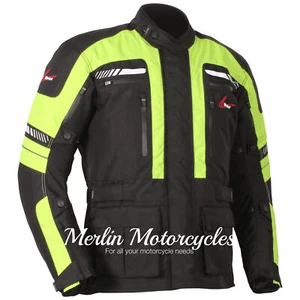 Weise Motorcycle Motorbike Thermal Waterproof Ottawa Textile Jacket - Black/Neon - Picture 1 of 17