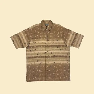 90s XLT abstract brown button down umbrella patterned shirt by Roundtree & Yorke - Picture 1 of 9