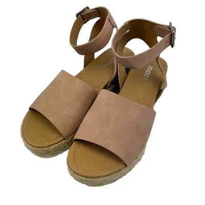 Sandalias de cuña Soda Topic para mujer con correa en el tobillo punta abierta 8,5 medianas Foto 1 de 4