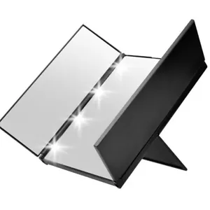Makeup Mirror Tri-sided Foldable Cosmetic Square Beauty Vanity with 8 LED Lights - Picture 1 of 7