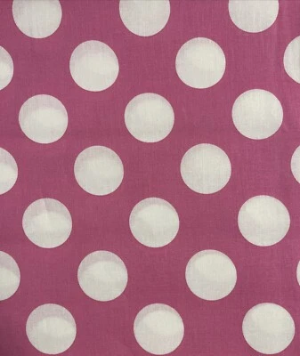 Pink Large White Polka Dot Cotton Quilt Fabric By the yard 36x44" - Image 1 of 2