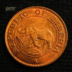 LIBERIA, 1 CENTAVO 1961, ELEFANTE, CASI SIN CIRCULAR. - Imagen 1 de 2
