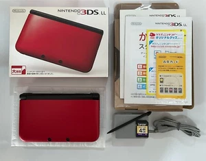 Consola Nintendo 3DS LL XL Roja Negra con Cargador/Lápiz óptico/Tarjeta SD versión japonesa - Imagen 1 de 15